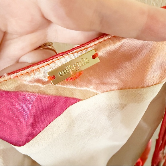 Cult Gaia Shalia Scoop-Neck Burnout Patchwork Top in Pinks Lollipop Multi small - Picture 13 of 14